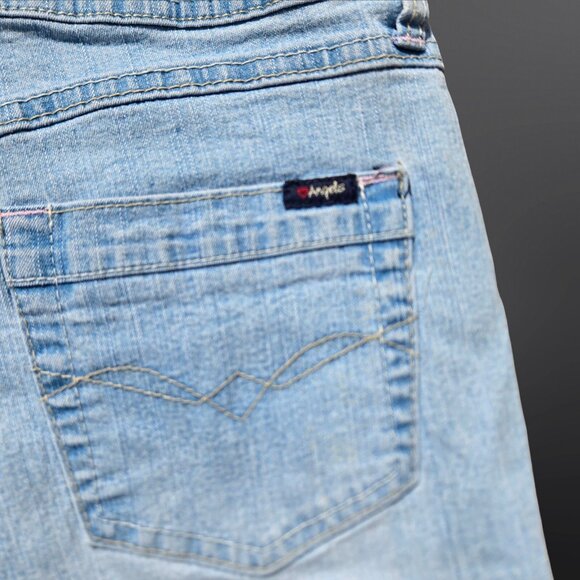 Y2K Angels Cut Off denim Shorts Size 8 Embroidered Rhinestone Butterfly 2000s - Picture 6 of 7